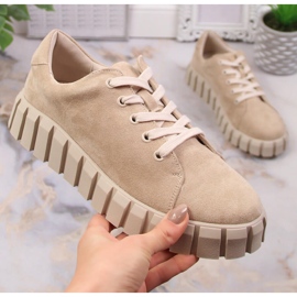 Potocki SZ12005 zapatos plataforma ante beige 2
