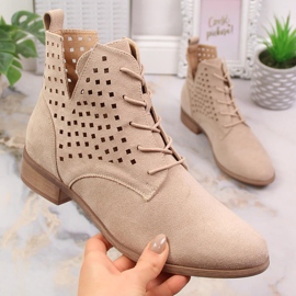 Potocki SZ12089 botas planas caladas ante beige 1