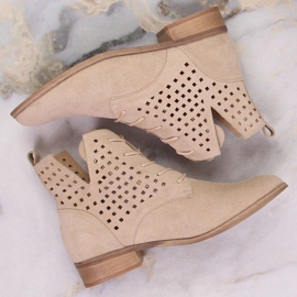 Potocki SZ12089 botas planas caladas ante beige 3