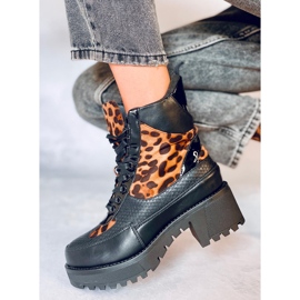 Zapatos de suela alta NS067 Leopard negro 7