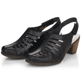 Sandalias mujer piel tacón alto cómodas Rieker 40959-00 negro 1