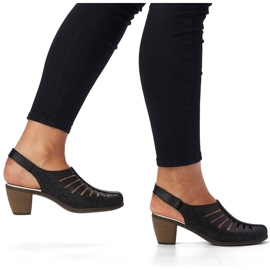 Sandalias mujer piel tacón alto cómodas Rieker 40959-00 negro 3