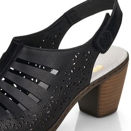 Sandalias mujer piel tacón alto cómodas Rieker 40959-00 negro 4
