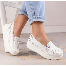 Mocasines de mujer en piel con plataforma blanco Artiker 50C1886 3