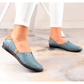 Zapatos slip-on de mujer cómodos en piel azul Artiker 38C0358 7