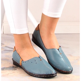 Zapatos slip-on de mujer cómodos en piel azul Artiker 38C0358 8
