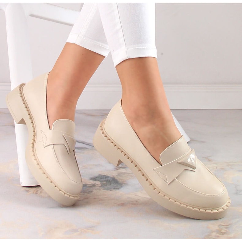 Mocasines Potocki SZ12002 con tacones altos y plataforma beige 1