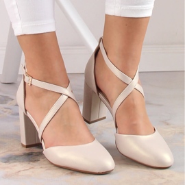Sandalias salón mujer con tacón beige perla Sergio Leone SK863 5