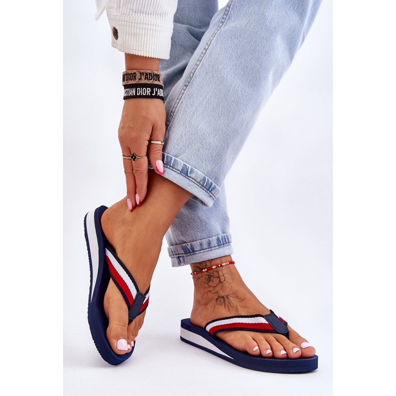 Chanclas con plataforma Big Star para mujer LL274779 Azul marino 2