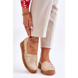 Lemar Alpargatas Mujer Cuña Piel Beige &amp; Oro Hadlee 1