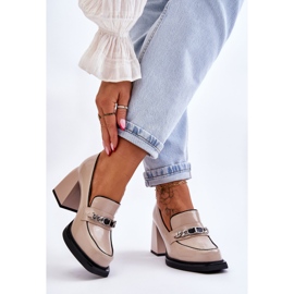 S.Barski Bombas cómodas en tacones masivos Beige Julien 2