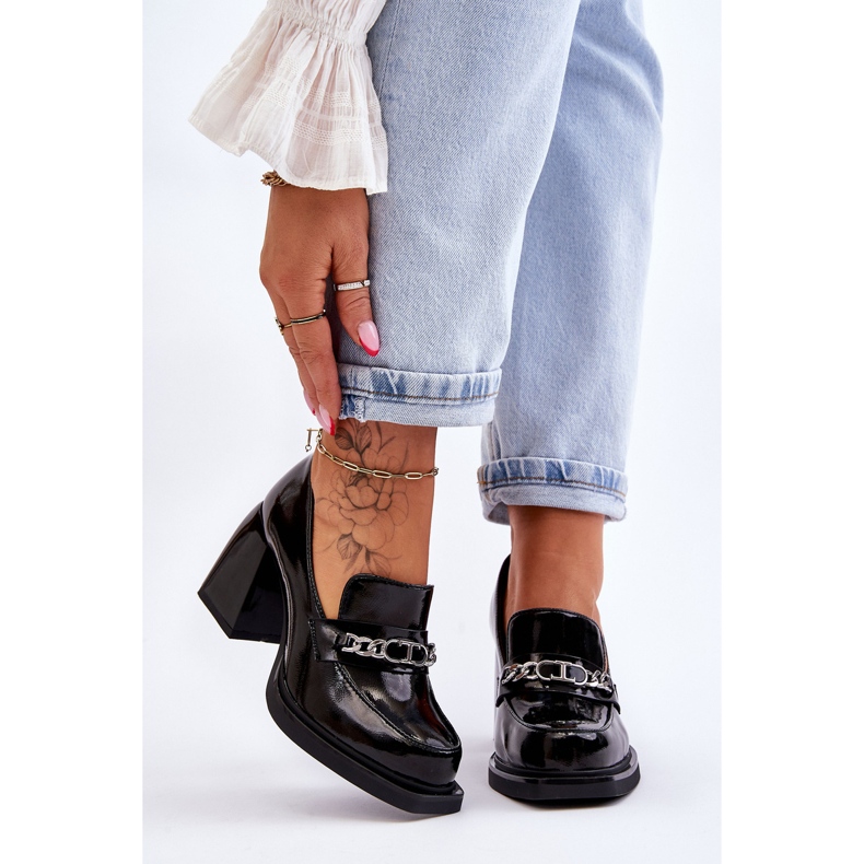 S.Barski Bombas cómodas en tacones masivos Julien negro 1