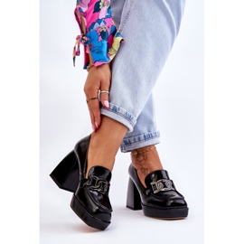 S.Barski Bombas de cuero en tacones masivos negro maximo 2