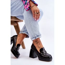 S.Barski Bombas de cuero en tacones masivos negro maximo 5