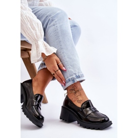 S.Barski Bombas de mocasín de tacones de patente de Jay negro 5