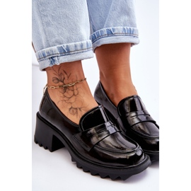 S.Barski Bombas de mocasín de tacones de patente de Jay negro 6
