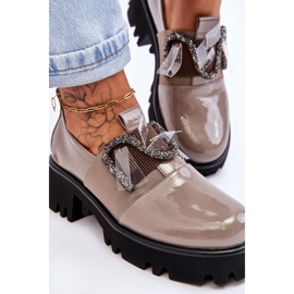 S.Barski Zapatos Lacados Con Adornos Gris Keily 5