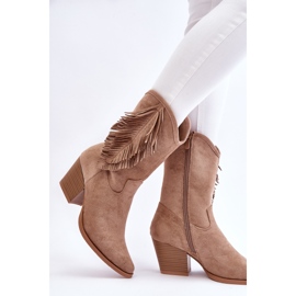S.Barski Botas Vaqueras Bajas Mujer Ante Beige Elyse 5