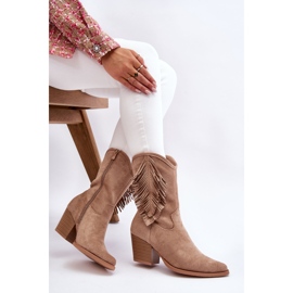S.Barski Botas Vaqueras Bajas Mujer Ante Beige Elyse 10