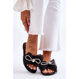 PS1 Pantuflas De Mujer Con Lazo Y Strass Negro Jolene 1