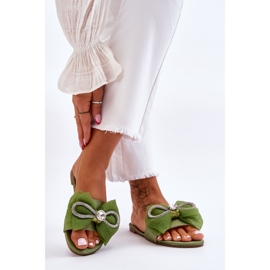 PS1 Pantuflas De Mujer Con Lazo Y Strass Verde Jolene 2