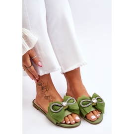 PS1 Pantuflas De Mujer Con Lazo Y Strass Verde Jolene 6