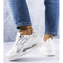 PA1 Zapatillas con cuña blancas y rosas de Germain blanco rosado plata 2