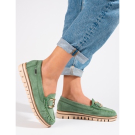 SHELOVET Mocasines mujer Shelobvet ante verde 4