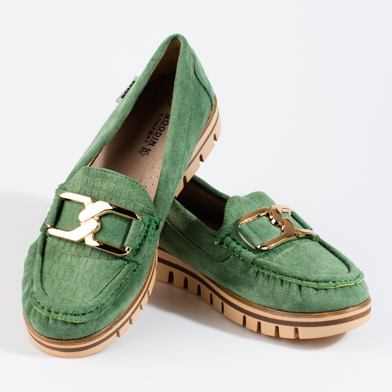 SHELOVET Mocasines mujer Shelobvet ante verde 2