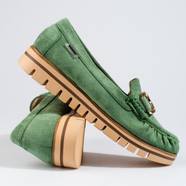 SHELOVET Mocasines mujer Shelobvet ante verde 3