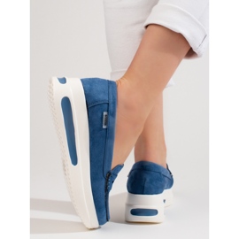 Mocasines mujer Shelovet suela gruesa azul 2