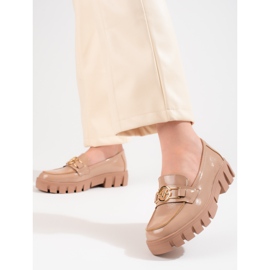Mocasines de mujer Vinceza con plataforma lacada beige 2