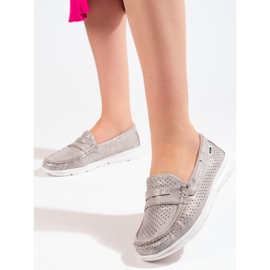 Mocasines mujer Shelovet ante gris 1