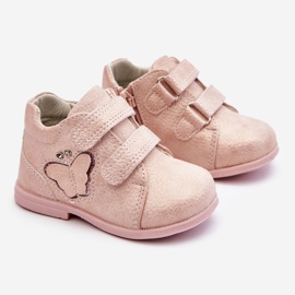 PA1 Botas Piel Velcro Con Mariposa Rosa Avi rosado 1