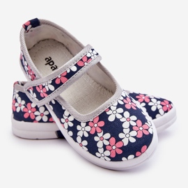 Bailarinas infantiles con flores azul marino y gris Noah 15