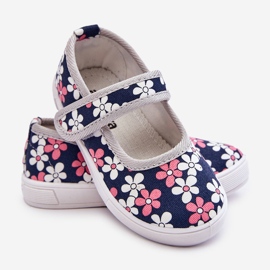 Bailarinas infantiles con flores azul marino y gris Noah 17
