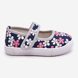 Bailarinas infantiles con flores azul marino y gris Noah 18