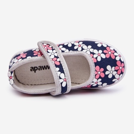 Bailarinas infantiles con flores azul marino y gris Noah 19