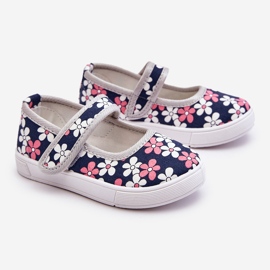 Bailarinas infantiles con flores azul marino y gris Noah 1