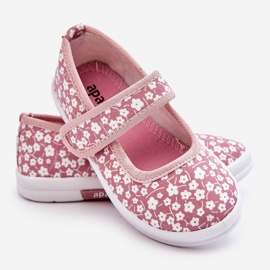 Bailarinas Infantiles Con Velcro Estampado Selah Rosa 2