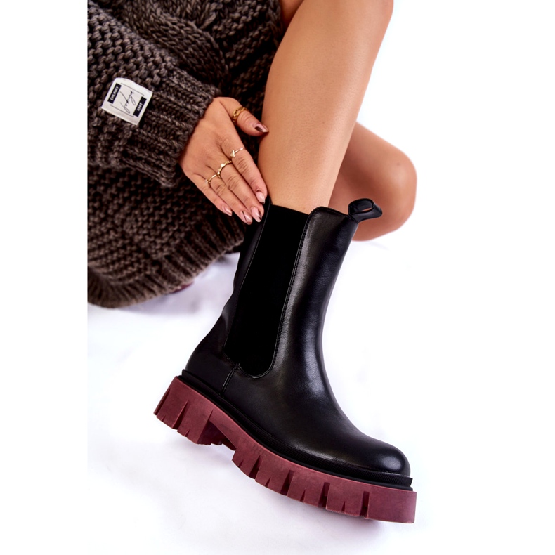 PE1 Botas Workers Plataforma Mujer Negro-Clarete Aliana 4