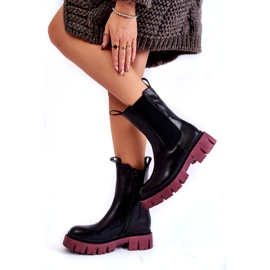 PE1 Botas Workers Plataforma Mujer Negro-Clarete Aliana 3