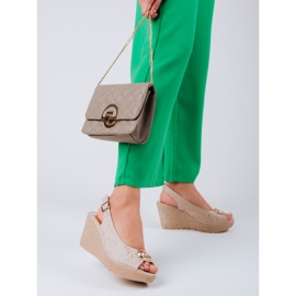 Sandalias mujer cuña Shelovet ante beige 1
