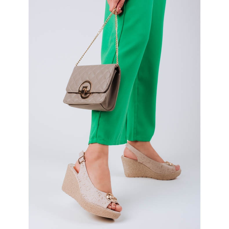 Sandalias mujer cuña Shelovet ante beige 1