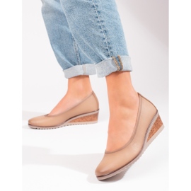 W. Potocki Zapatos de tacón beige con cuña para mujer de Potocki 1 W. Potocki Zapatos de tacón beige con cuña para mujer de Potocki 1