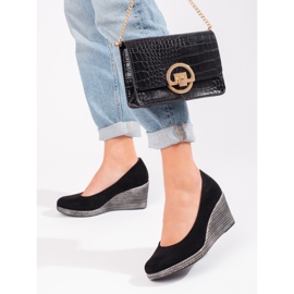 W. Potocki Zapatos de salón de mujer negros con cuña Potocki 1