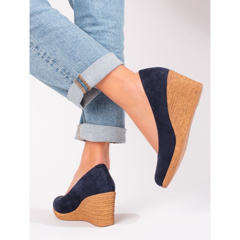 W. Potocki Zapatos de salón con cuña para mujer en azul marino de Potocki 2