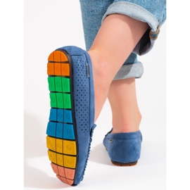 Mocasines mujer ante calado Shelovet azul 2