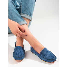 Mocasines mujer ante calado Shelovet azul 3
