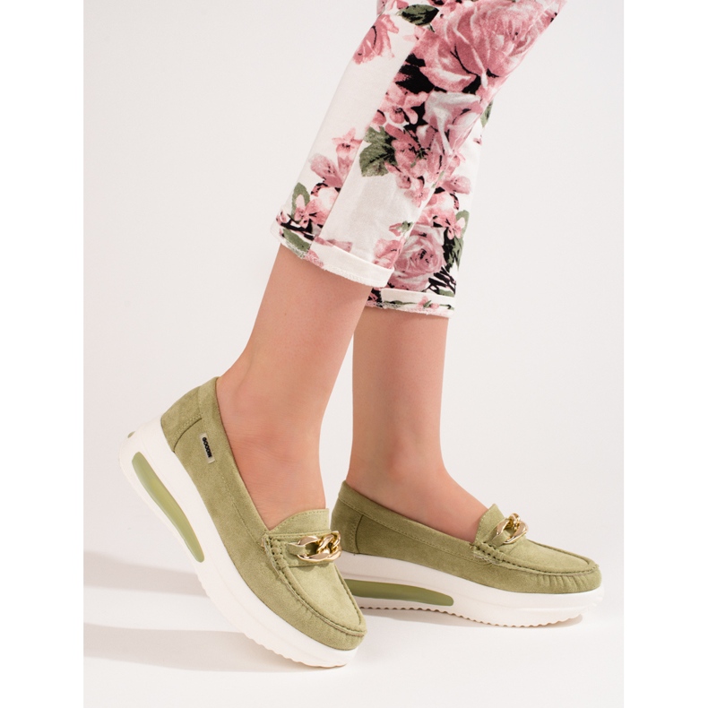 Mocasines cuña mujer Shelovet verde 1